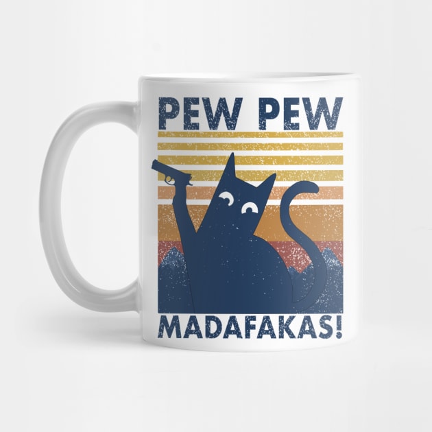 Pew Pew Madafakas Retro Cat Funny Quote Gift by Bestseller